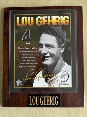 Lou Gehrig Commemorative Plaque - Black & Gold